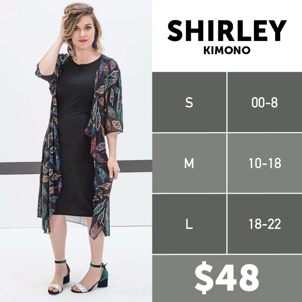 LuLaRoe Shirley Open Front Ribbed Kimono Size Large Cardigan Solid Blue - Picture 5 of 5